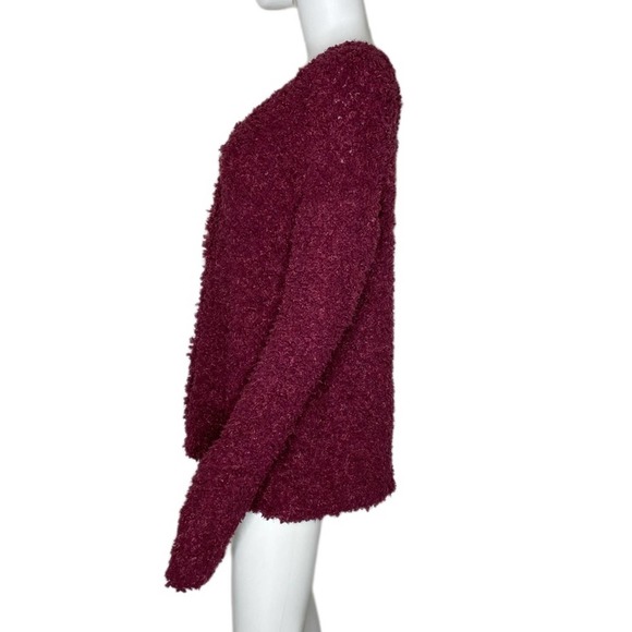 RXB Women's Zinfandel V-Neck Fluffy Popcorn Button Front Sweater Cardigan sz M - Picture 2 of 4